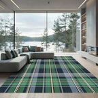 Dark Green Blue Plaid Lines Rug