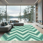 Aqua Teal Chevron Stripes Rug