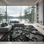 Charcoal Gray Cracked Stone Aggregate Rug