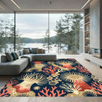Coral Reef Anemone Deep Navy Rug