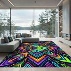 Vibrant Neon Geometric Aztec Arrow Art Rug