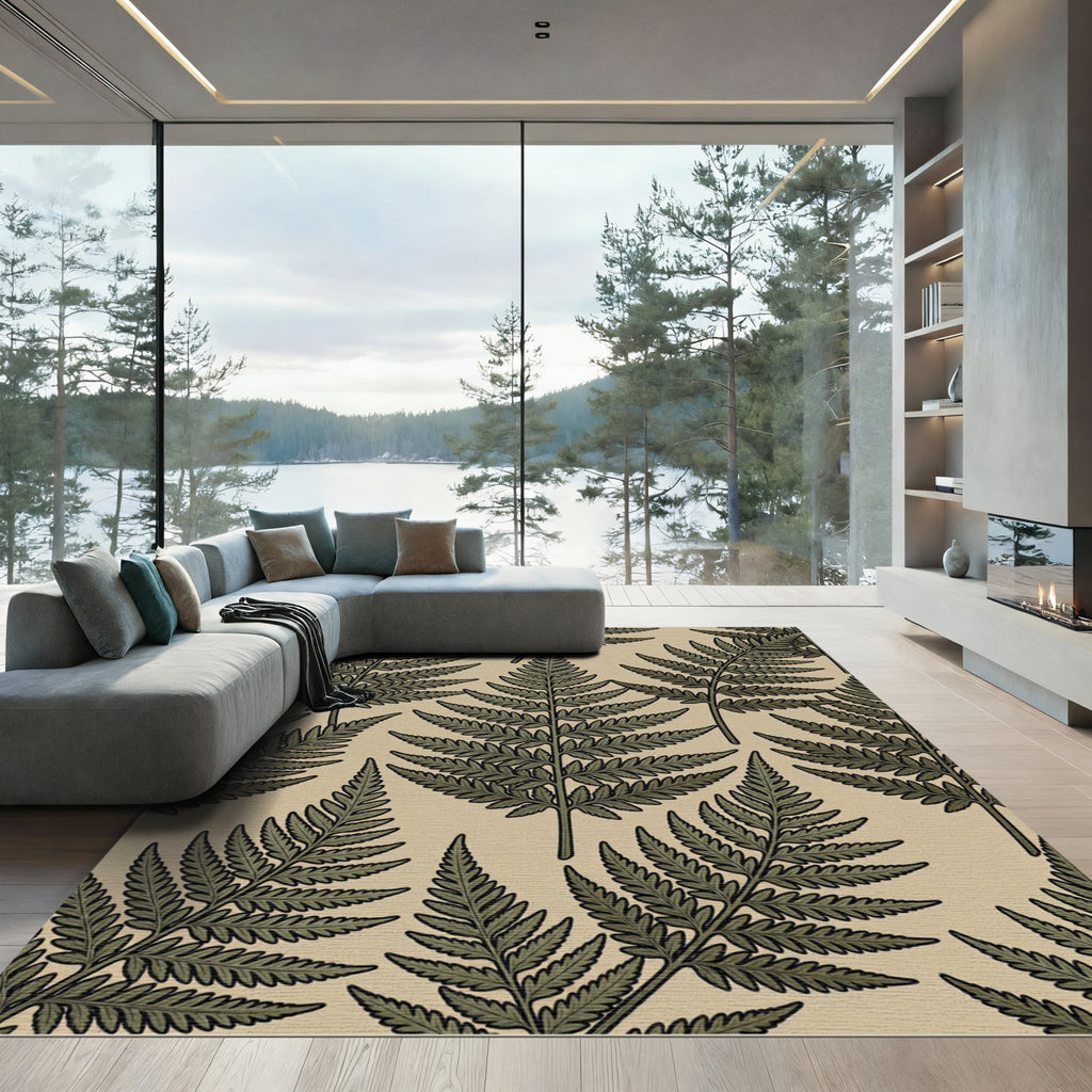 Natural Emerald Fern Botanical Rug
