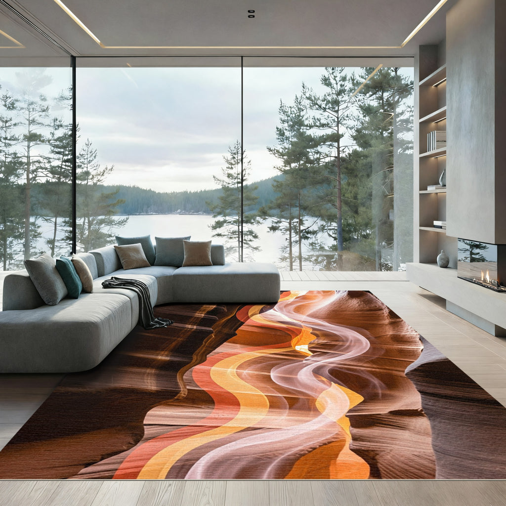 Earthy Canyon Flowing Curves Rug