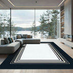 Navy Cream Nested Stripe Border Rug