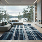 Abstract Coastal Storm Vertical Stripe Art Rug