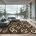 Rich Brown Swirl Scrollwork Tapestry Rug