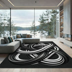 Monochromatic Abstract Interlocking Tubular Loop Rug
