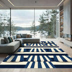 Navy and Cream Nautical Awning Stripe Rug