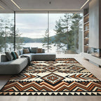 Earthy Geometric Tribal Diamond Creamsicle Rug