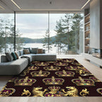 Regal Gold Crown Ornate Jewel Rug