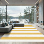 Minimalist Golden Yellow Horizontal Striped Rug