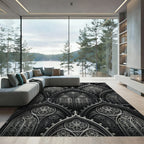 Monochrome Gothic Arched Cathedral Filigree Rug