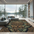 Elegant Gold and Sage Ornate Medallion Rug