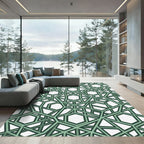 Sage Emerald Interlocking Geometric Hexagon Rug