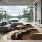 Earthy Swirl Abstract Brushstroke Rug
