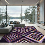 Purple Orange Geometric Diamond Stripe Rug