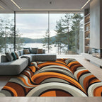 Mid Century Modern Burnt Orange Swirl Rug