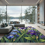 Vibrant Purple Iris Garden Botanical Rug