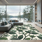 Lush Green Botanical Jasmine Vine Rug
