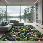 Whimsical Woodland Mouse Botanical Forest Rug
