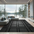 Dark Gray Modern Geometric Grille Rug