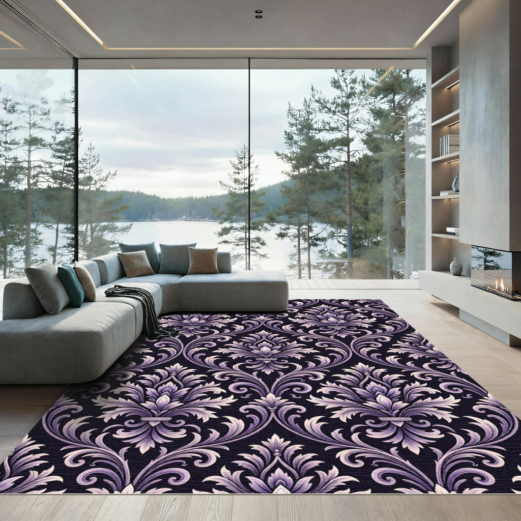 Lavendar Fillee Damask Flourish Rug