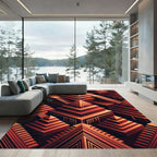 Terracotta Geometric Pyramid Steps Rug