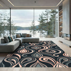 Elegant Peach and Charcoal Swirls Rug