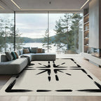 Black Brushstroke Square Arrow Motif Rug