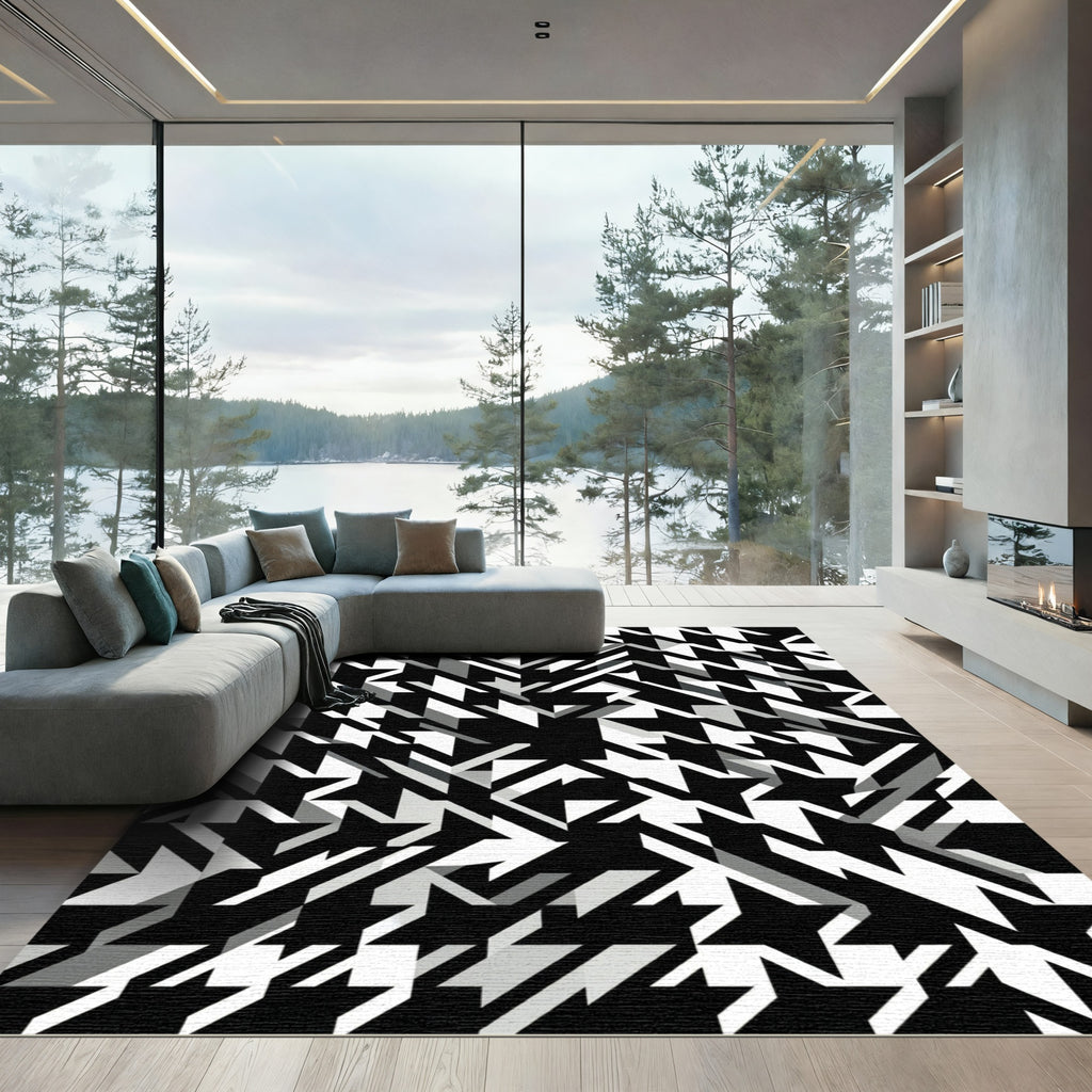 Monochromatic Houndstooth Geometric Fragment Rug