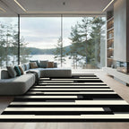 Modern Monochrome Abstract Linear Stripe Rug