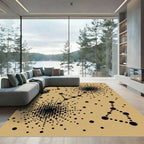 Abstract Black Dot Celestial Tan Rug