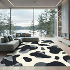 Farmhouse Black White Cow Spots Rug