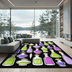 Purple Green Potion Bottles Collection Rug