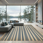 Vintage Blue Ticking Striped Wallpaper Rug