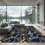 Art Deco Golden Musical Note Tapestry Rug