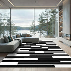 Contemporary Black And White Stripe Rug