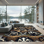 Woodland Raccoon Forest Creatures Earthy Tones Rug