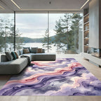 Ethereal Pastel Lavender Abstract Cloud Wave Rug