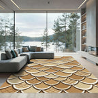 Neutral Sand Scallop Wave Texture Rug