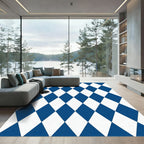 Classic Blue and White Diamond Harlequin Rug