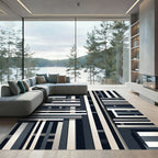 Modern Gray Stripe Composition Rug