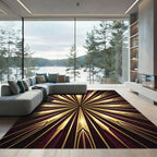 Luxurious Golden Starburst Maroon Radiance Rug
