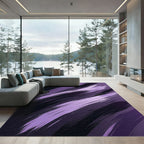 Abstract Purple Diagonal Brushstroke Art Rug