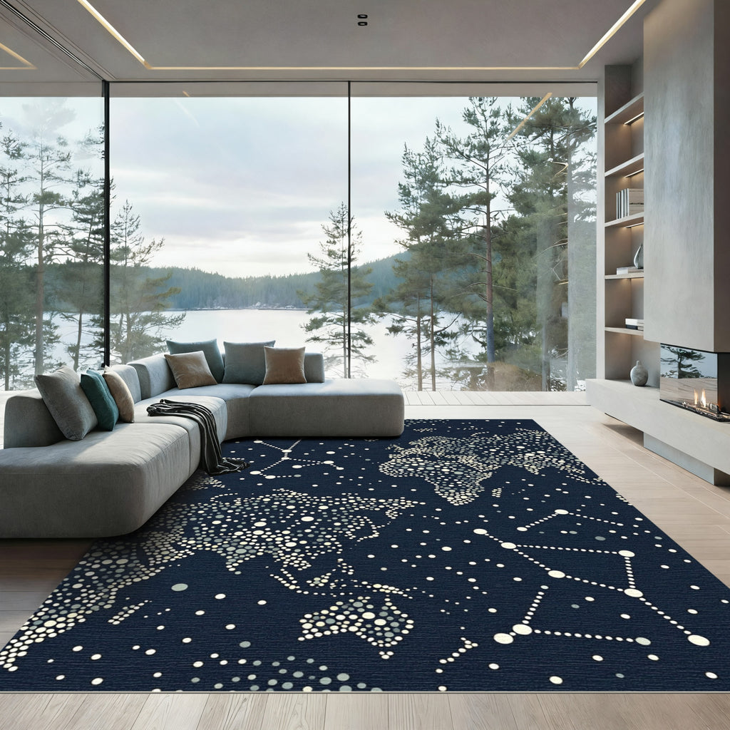 Celestial World Map Constellation Rug
