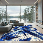 Explosive Blue Splash Burst Composed Rug