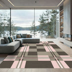 Soft Pink Gray Plaid Check Rug