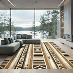 Earthy Geometric Striped Tribal Rug