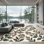 Vintage Sage Green Botanical Blossom Rug