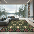 Rich Emerald Quatrefoil Floral Rug